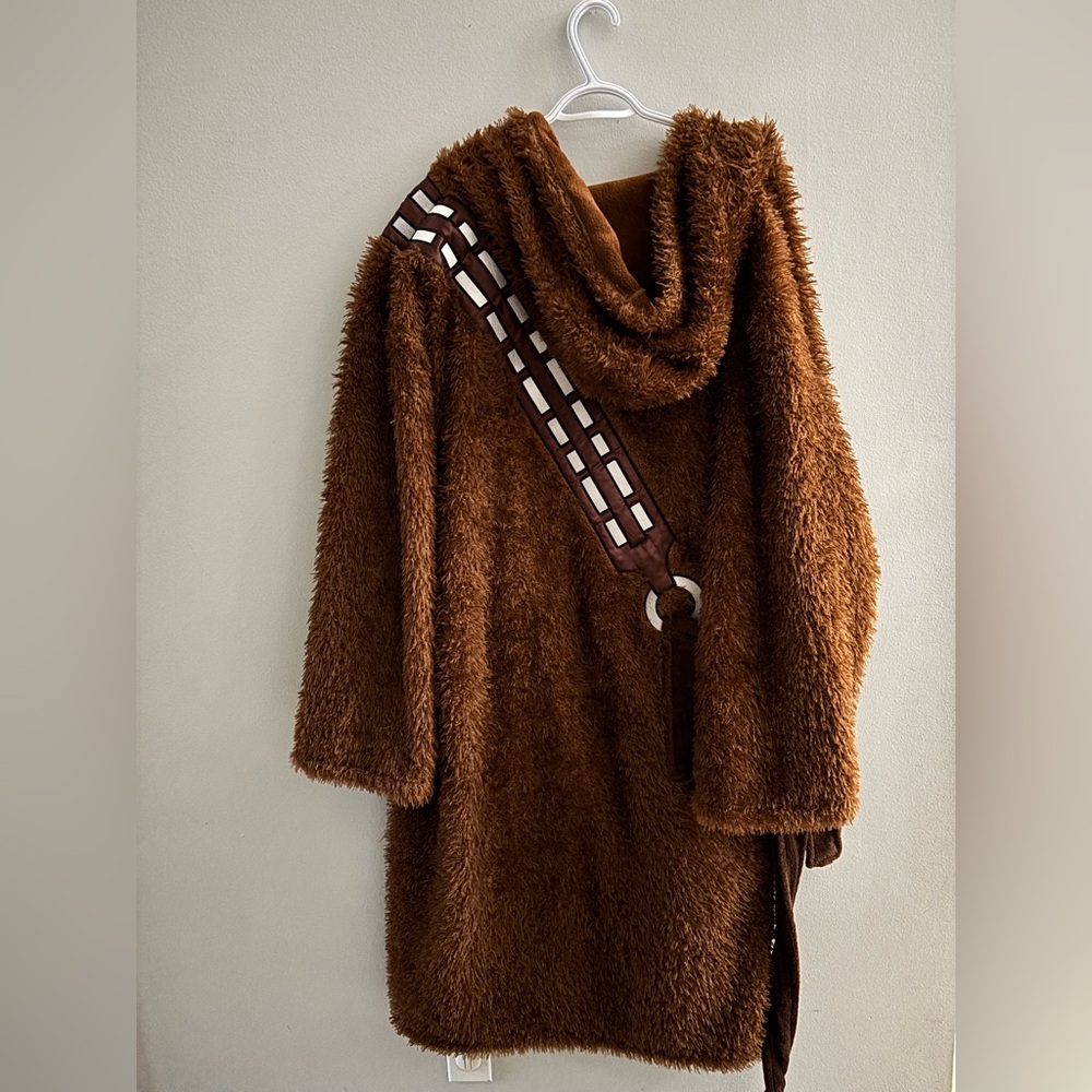 Star Wars Chewbacca Adult Men Women Plush Bathrobe Brown Fleece Hood and Belt - Picture 3 of 7